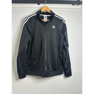 Adidas Track Jacket XL (18/20)‎ Black White Stripe Full Zip Kids Activewear